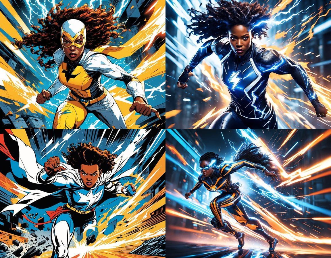 A Lightning-Fast Black Woman in a Vibrant White Suit