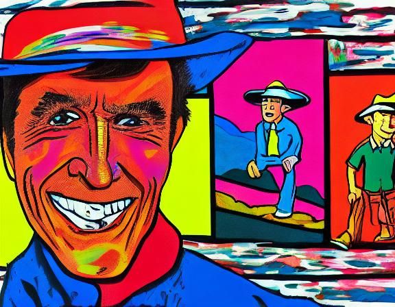 Bob Denver's Pop Art Portrait in Vibrant Complementary Color...