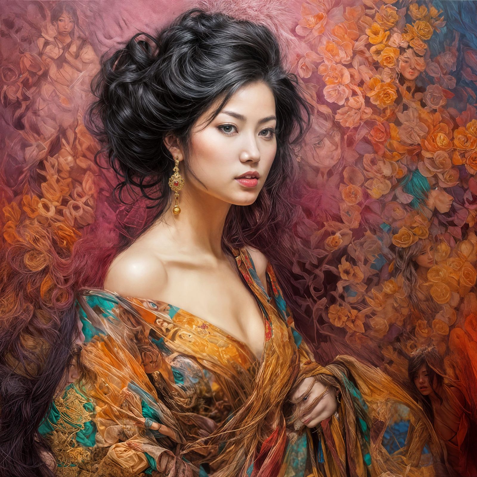 Elegant Lady in Traditional Asian Attire
