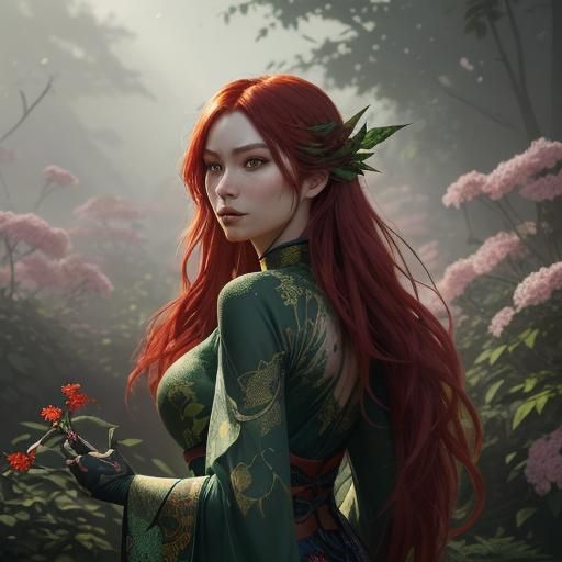Poison Ivy Twin Sister Shigaraki Amidst Vibrant Blossoms in...