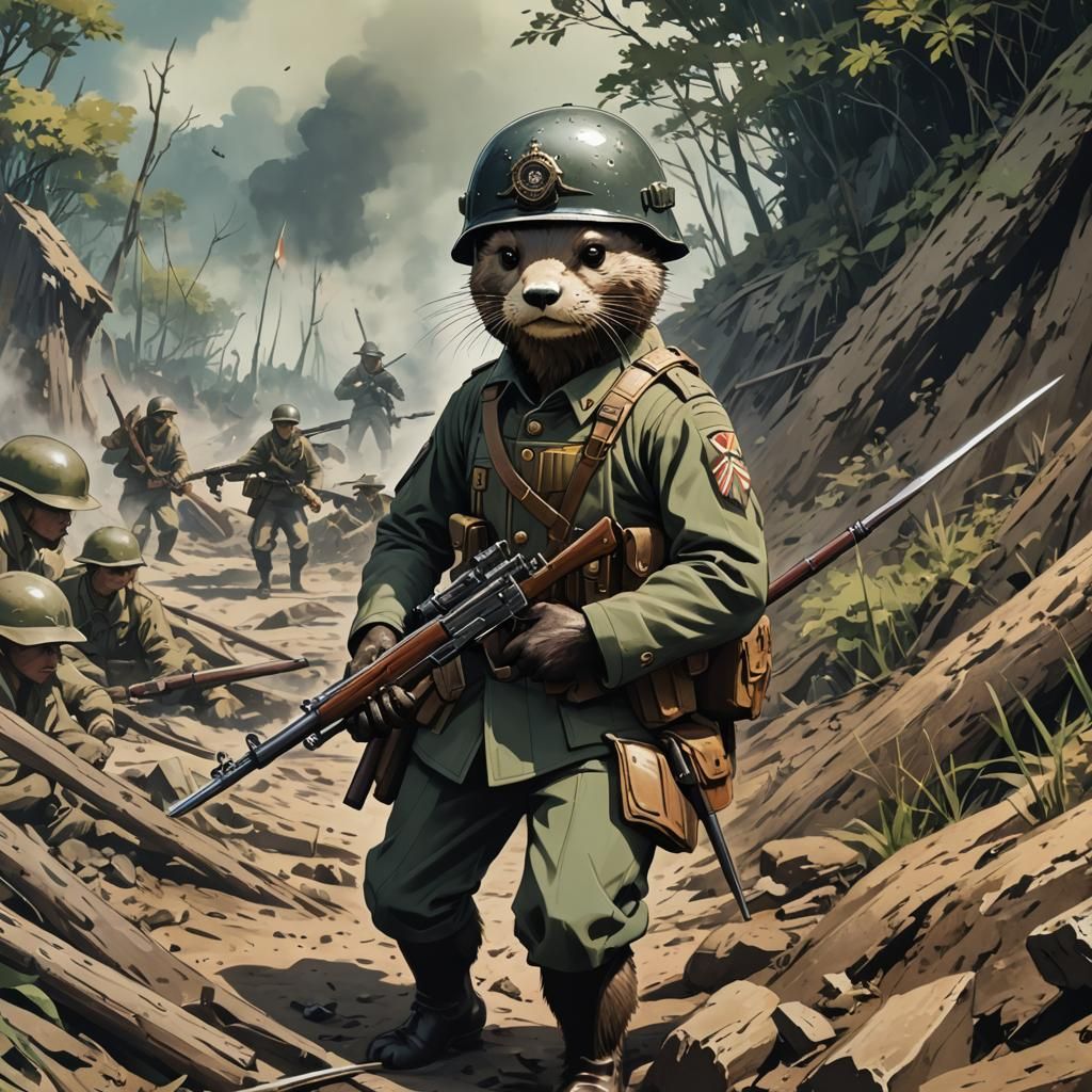 Surreal Soldier Battles Otter in Colonial Foxhole as Cel-Sha...