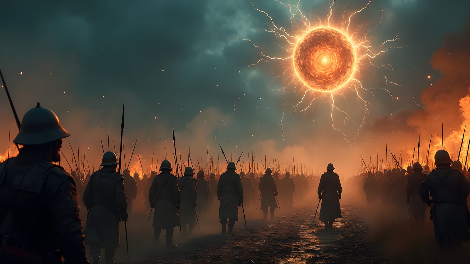 Epic Battlefields Under Dark Skies: Warriors Clash in Fiery ...