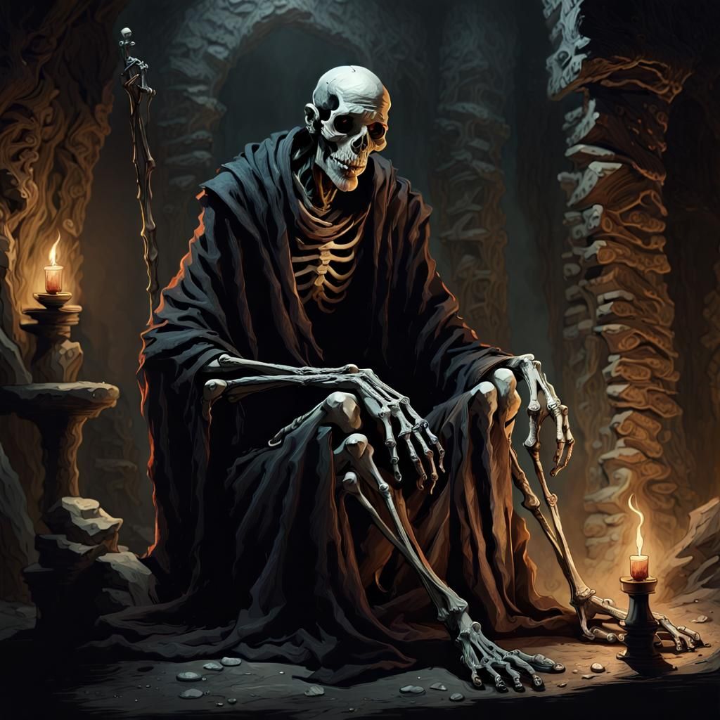 Dark Fantasy Lich in Warm Contemplation