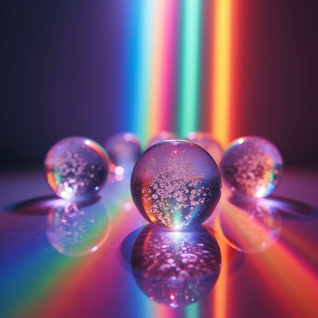 Kaleidoscopic Light Refraction Through Glass Art
