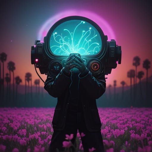 Crazy Aliens Enjoying Pizza in Sci-Fi Flower Garden