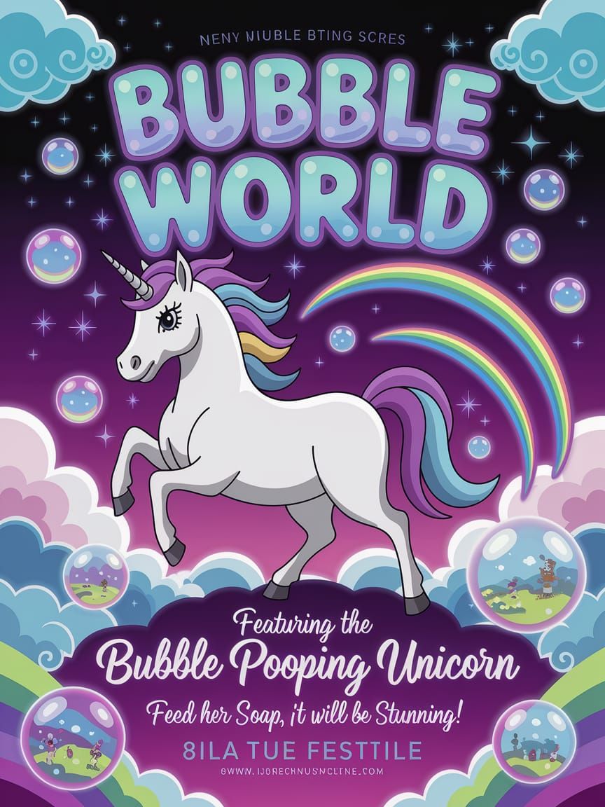 Bubble world: feat bubble p..ping unicorn! Feed her soap!