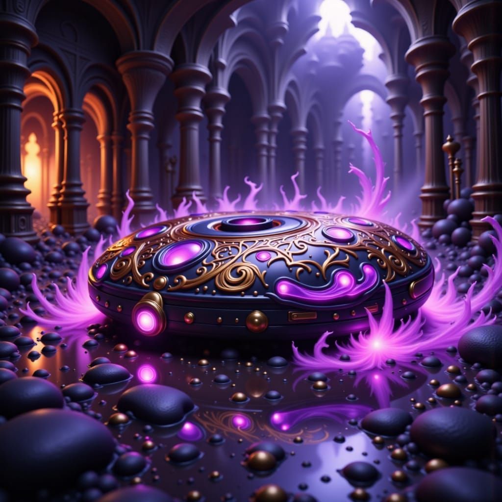 Mystical Roomba Navigates Grand Hall in Ghibli Anime Style