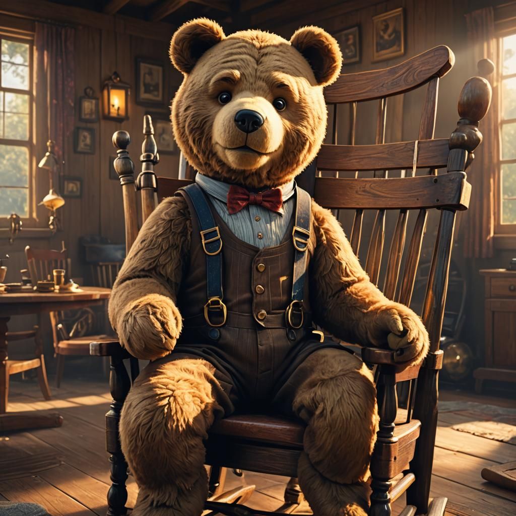 Fantastical Teddy Bear in Warm, Golden Light