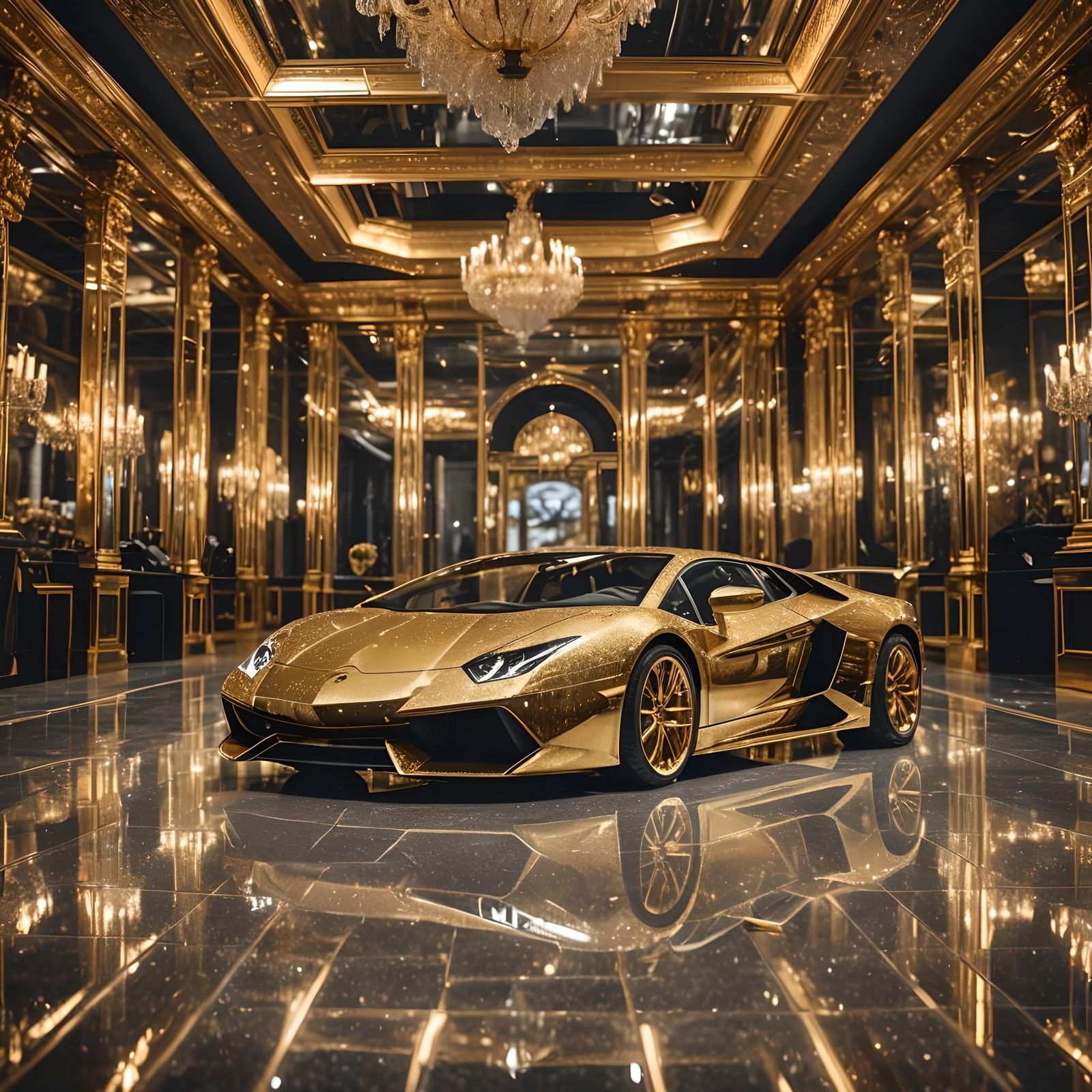 Diamond Flecked Gold Lamborghini
