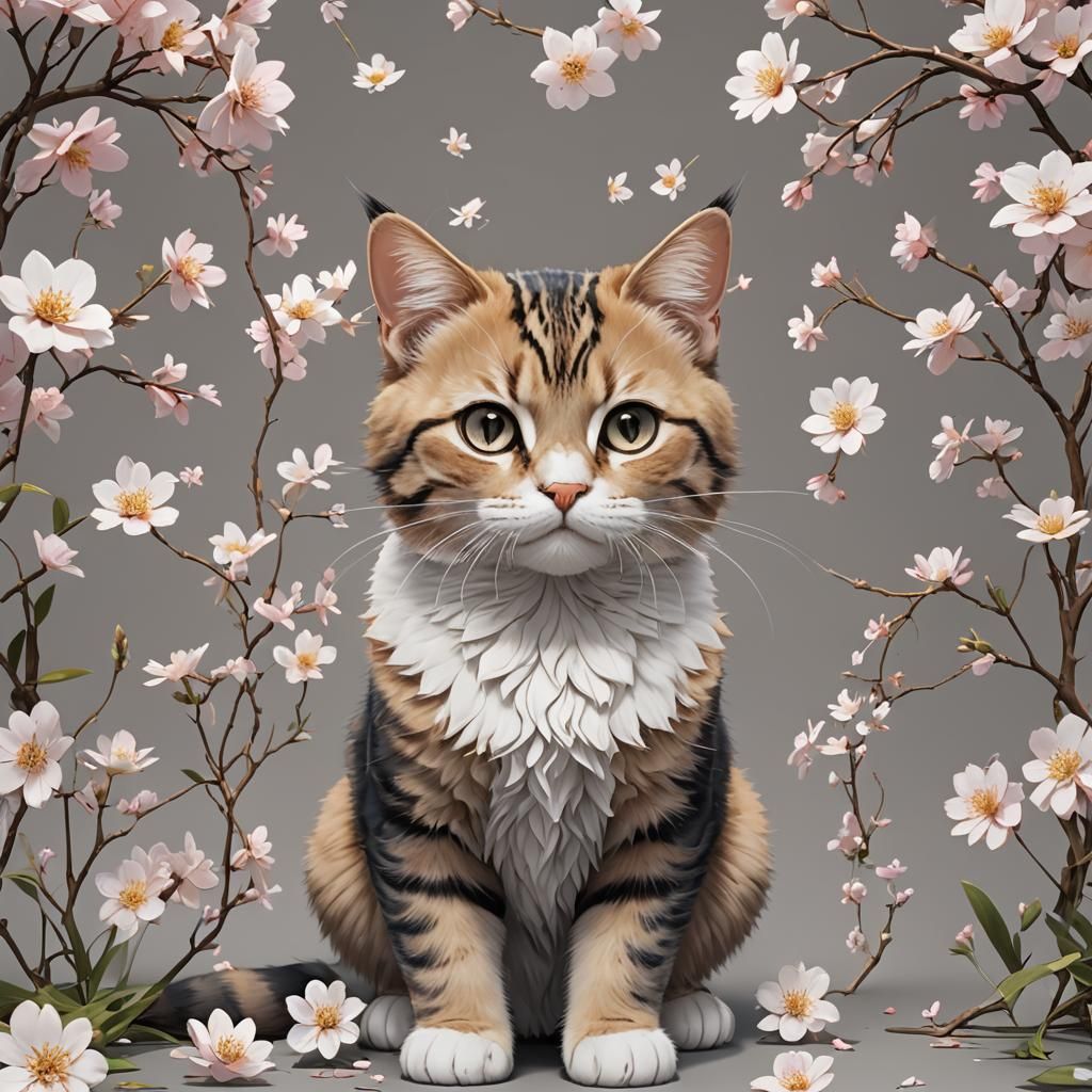Beautiful Cat in 3D Anime Art Style