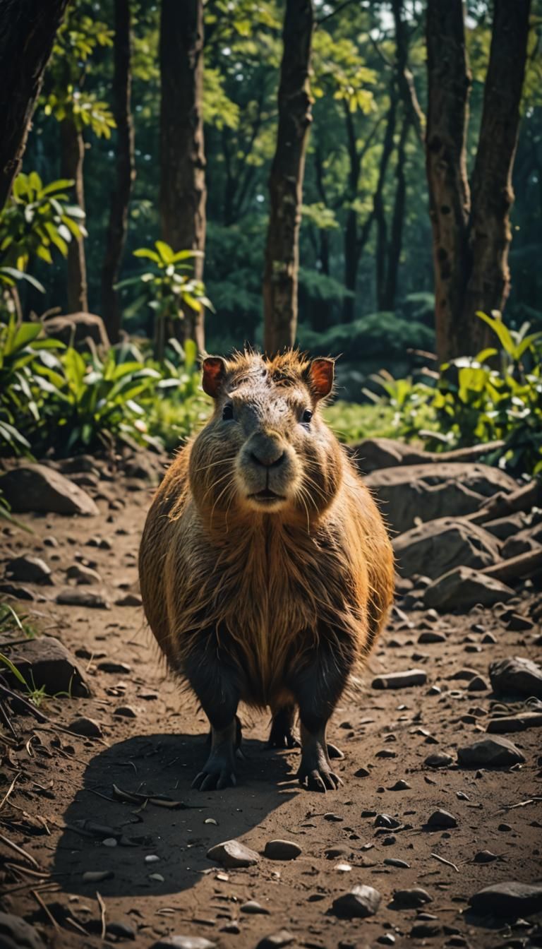 Cinematic Capybara in Golden Hues