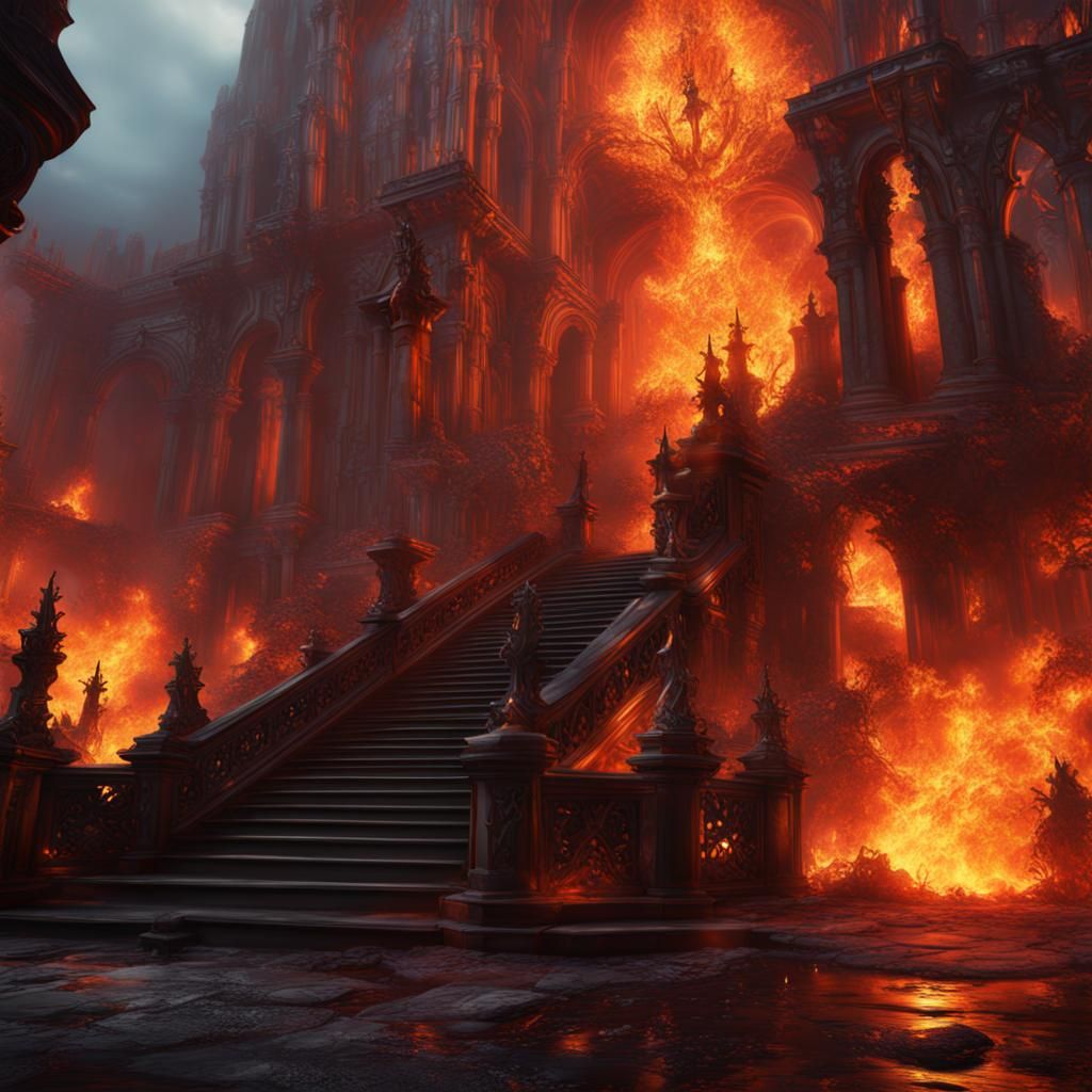 Magical Flames in Vibrant Fantasy Landscape