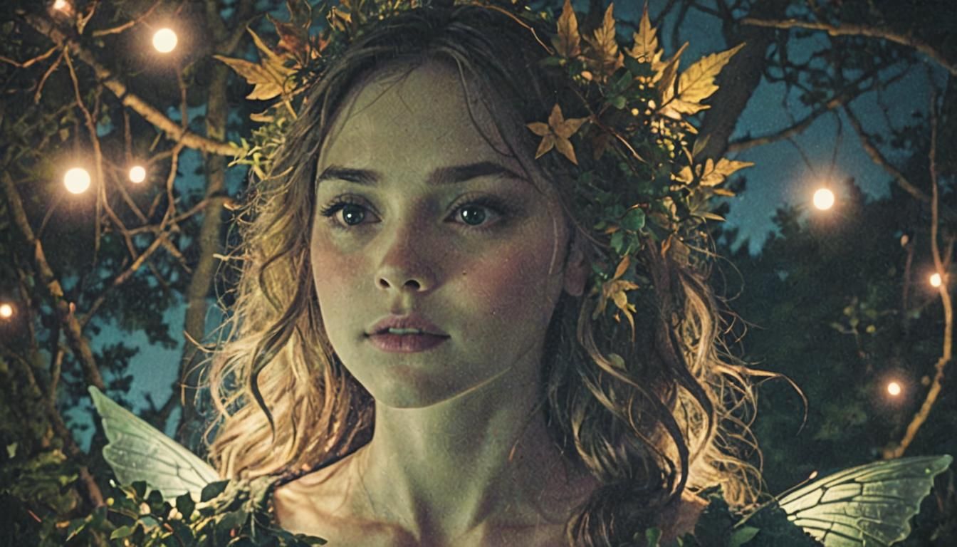Ethereal Woodland Fairy Glows Under Moonlit Cinematic Skies