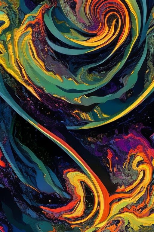 Vibrant Alien Form Erupts from Oil Spill in Swirling Abstrac...