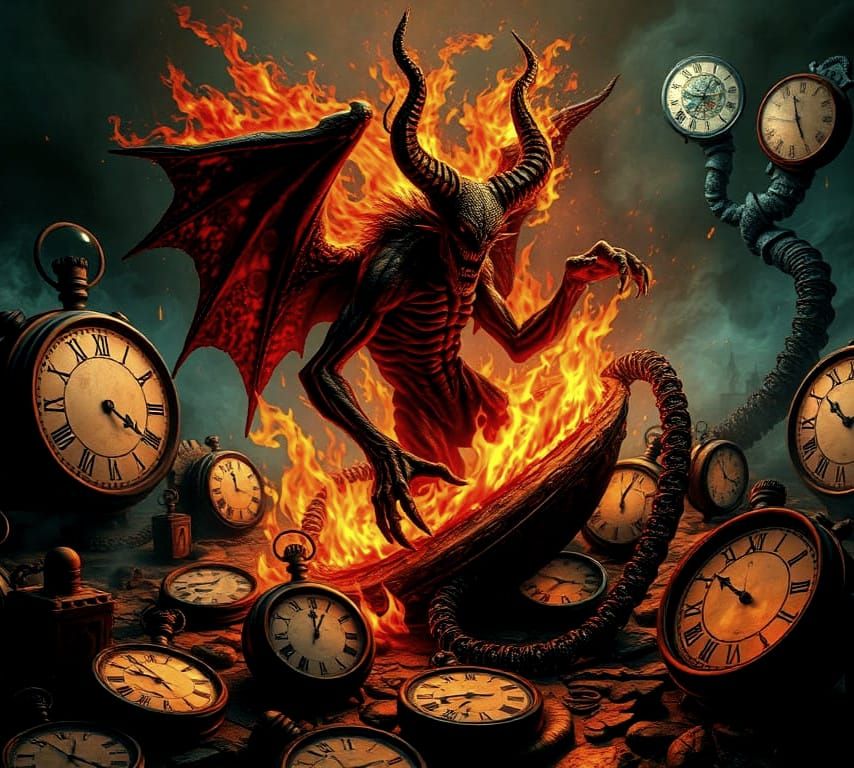 Surreal Demon Encased in Flames