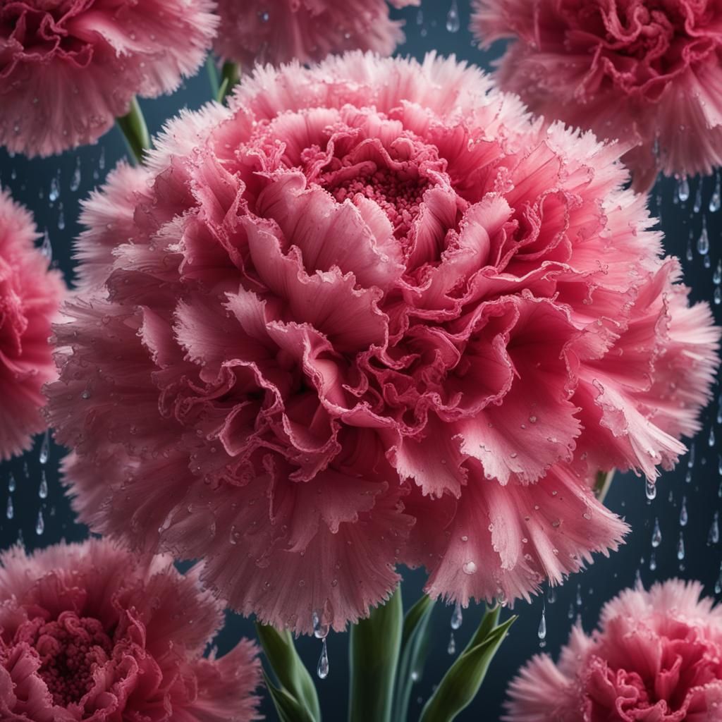 UV Pop Art Carnation Bouquet in 5D Digital Style