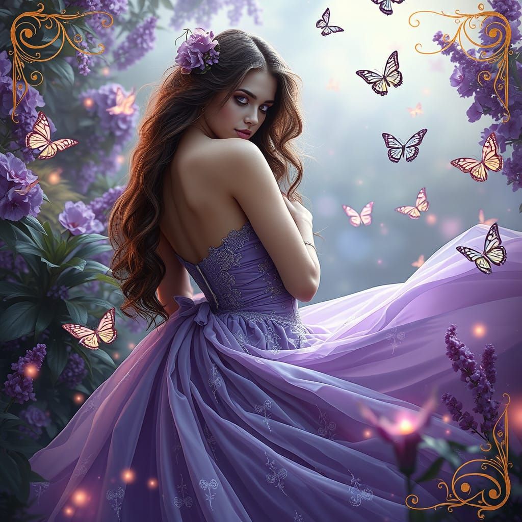 Seductive Virgo Maiden in Whimsical Landscape