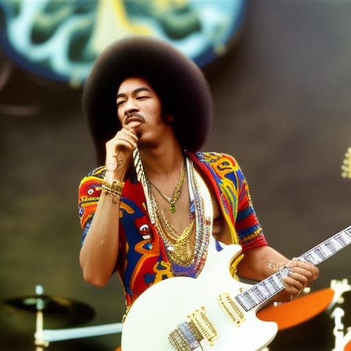 Legendary Jimi Hendrix Performs at Woodstock, 1969