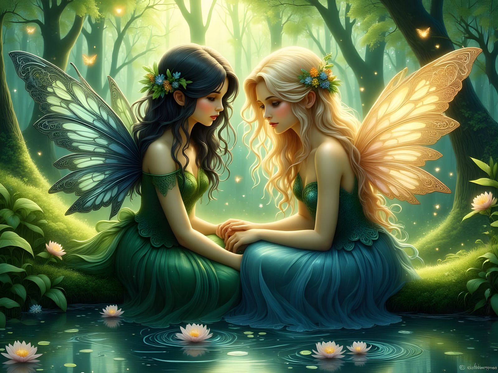 Ethereal Fairy Portrait in Art Nouveau Style