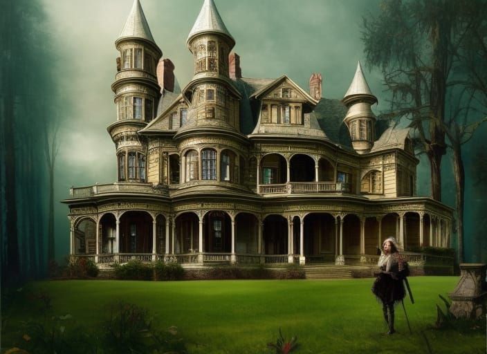 Stunning Victorian Haunted Mansion in Ethereal Landscape