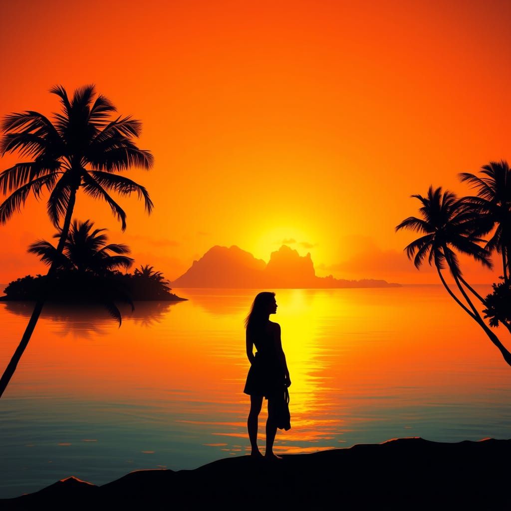 Surreal Sunset Silhouette in a Tropical Paradise
