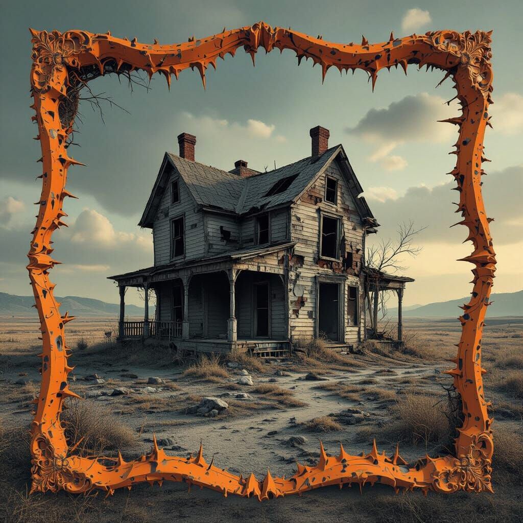 Melting Apocalyptic House in Fleshy Landscape