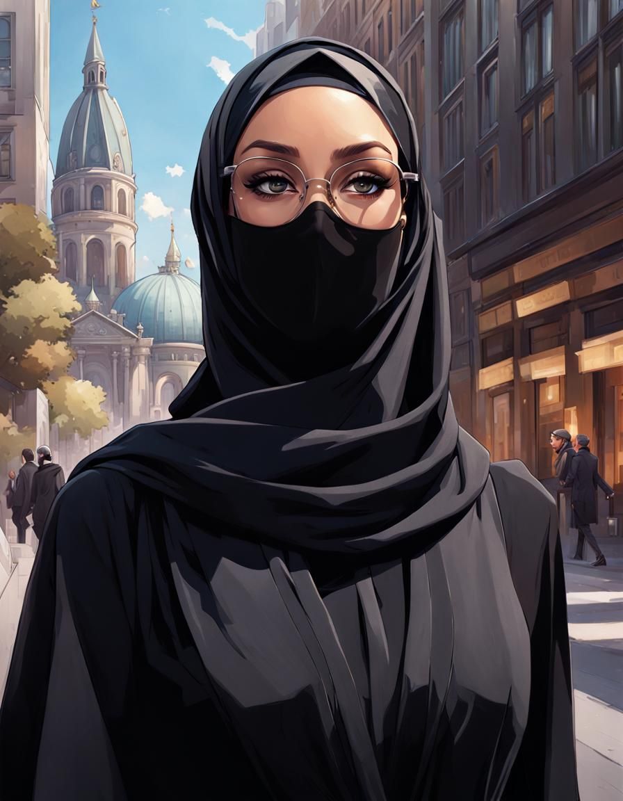 Modern Hijabi Woman Portrait in Dynamic Lighting