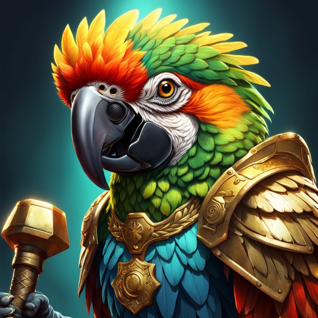 Parrot Judge Concept Art in Vibrant Digital Style