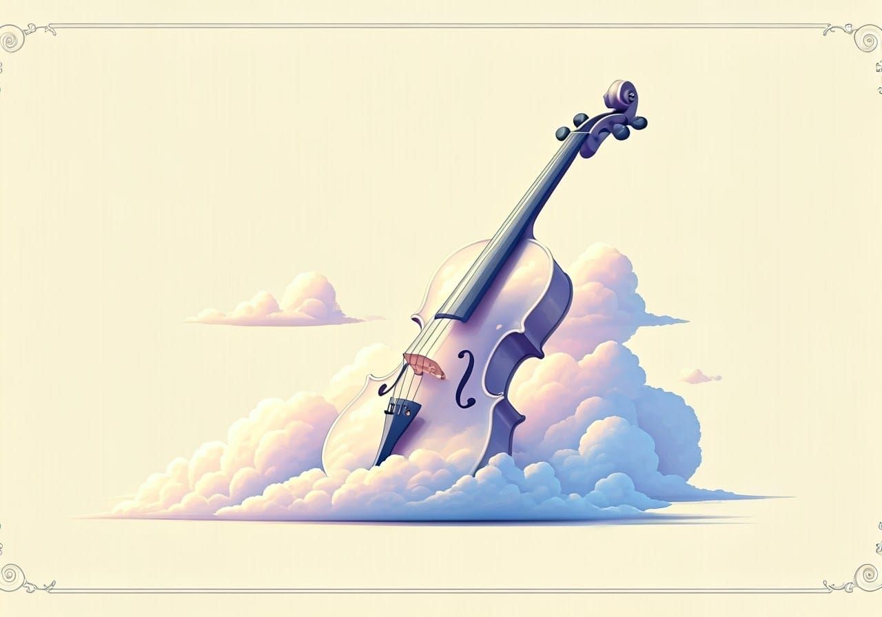 Ethereal Cloud Violin in Dreamy Pastel Colors