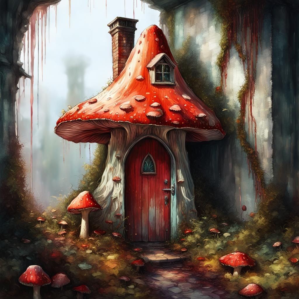 Mystical Fly Agaric Mushroom in Whimsical Fantasy Scene