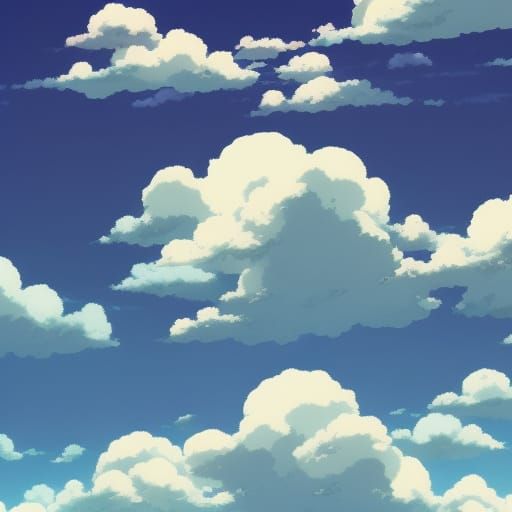 Whimsical Clouds in Studio Ghibli-Inspired Deep Color