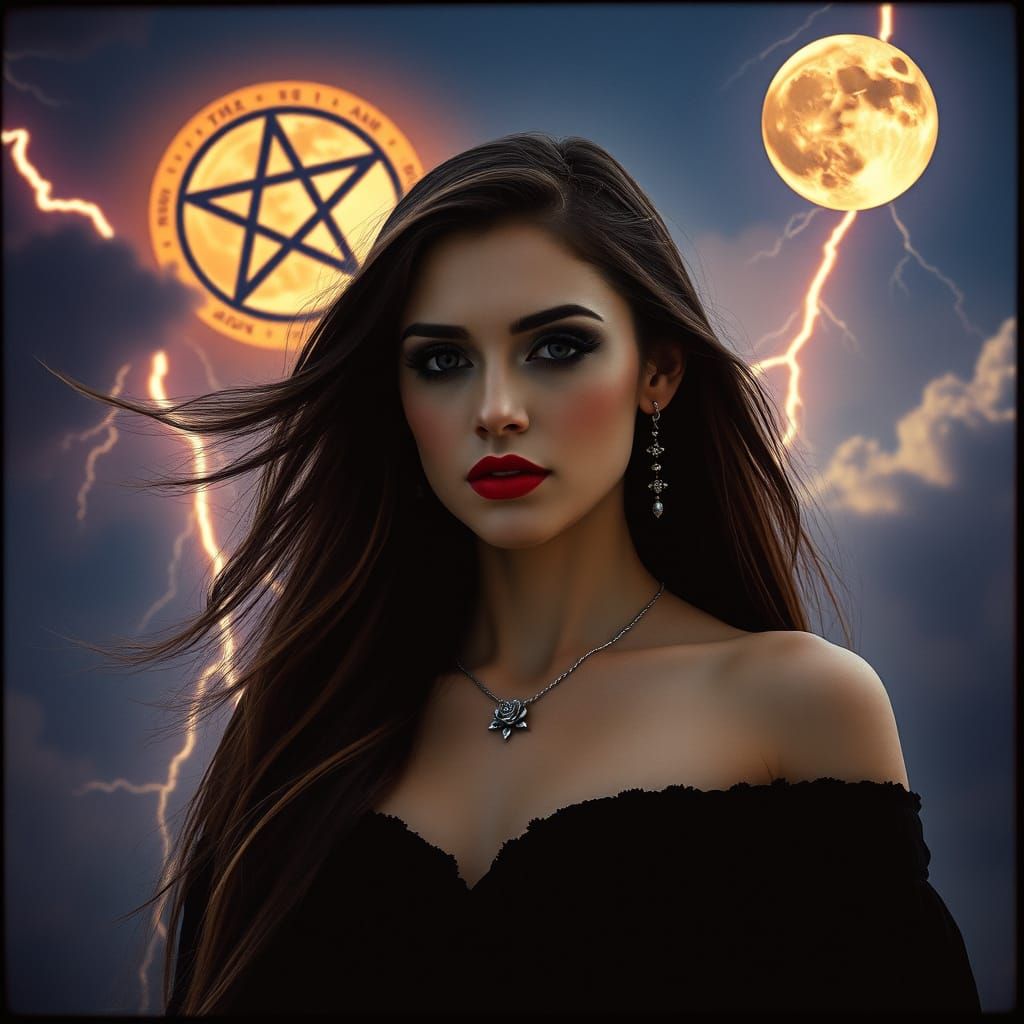 Goddess Portrait with Dramatic Sky, in Cinematic Style