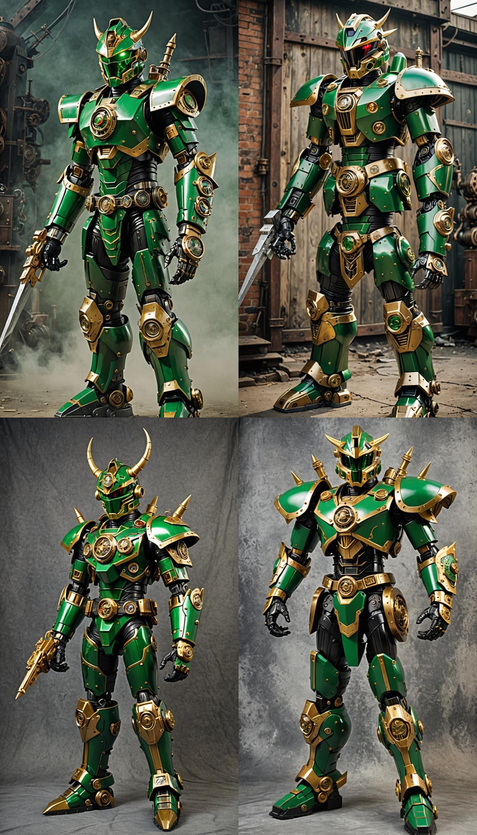 steampunk green holy grand knight power ranger zord full bod...