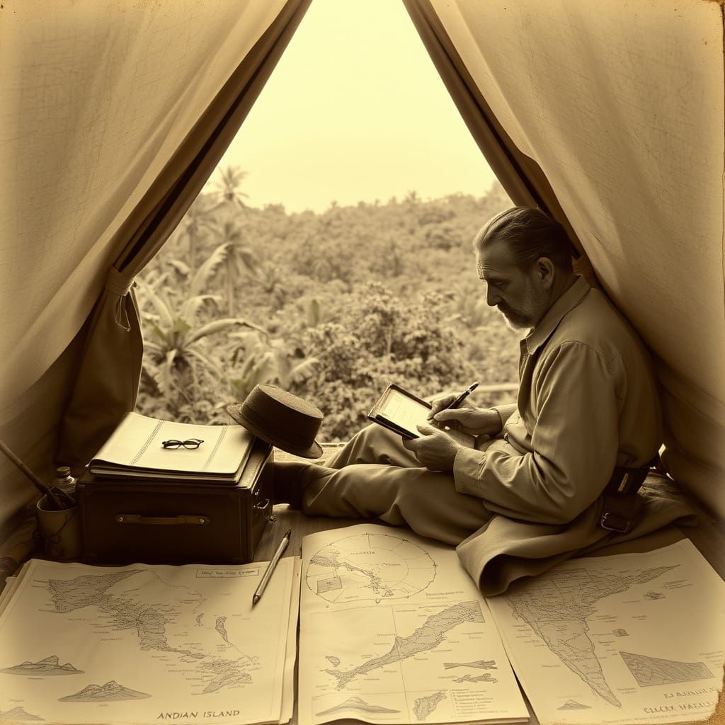 Anthropologist in Sepia Tone, Vintage Style Photo