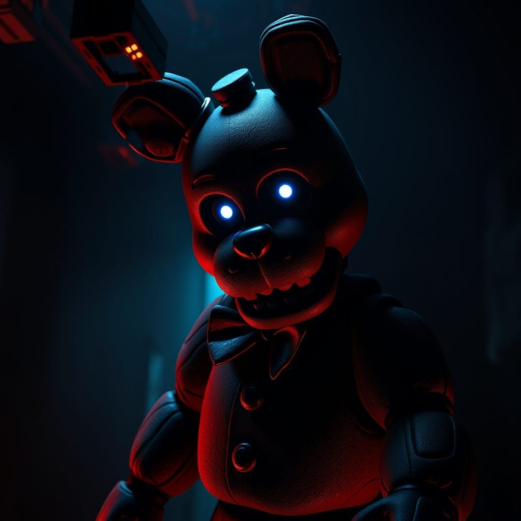 Freddy Fazbear Watches in the Dark Industrial Landscape