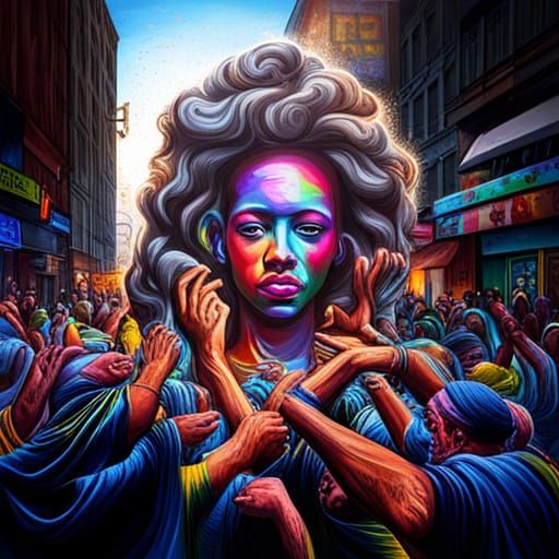 Vibrant Celebration of Gods Return in Urban Art