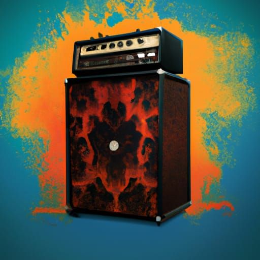 Surreal Electric Guitar Amplifier Caught in an Abyss