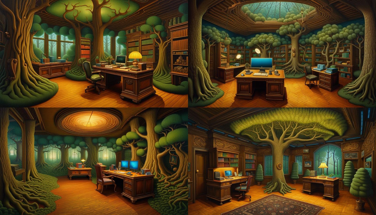 Surreal Antique Office in a Mysterious Forest