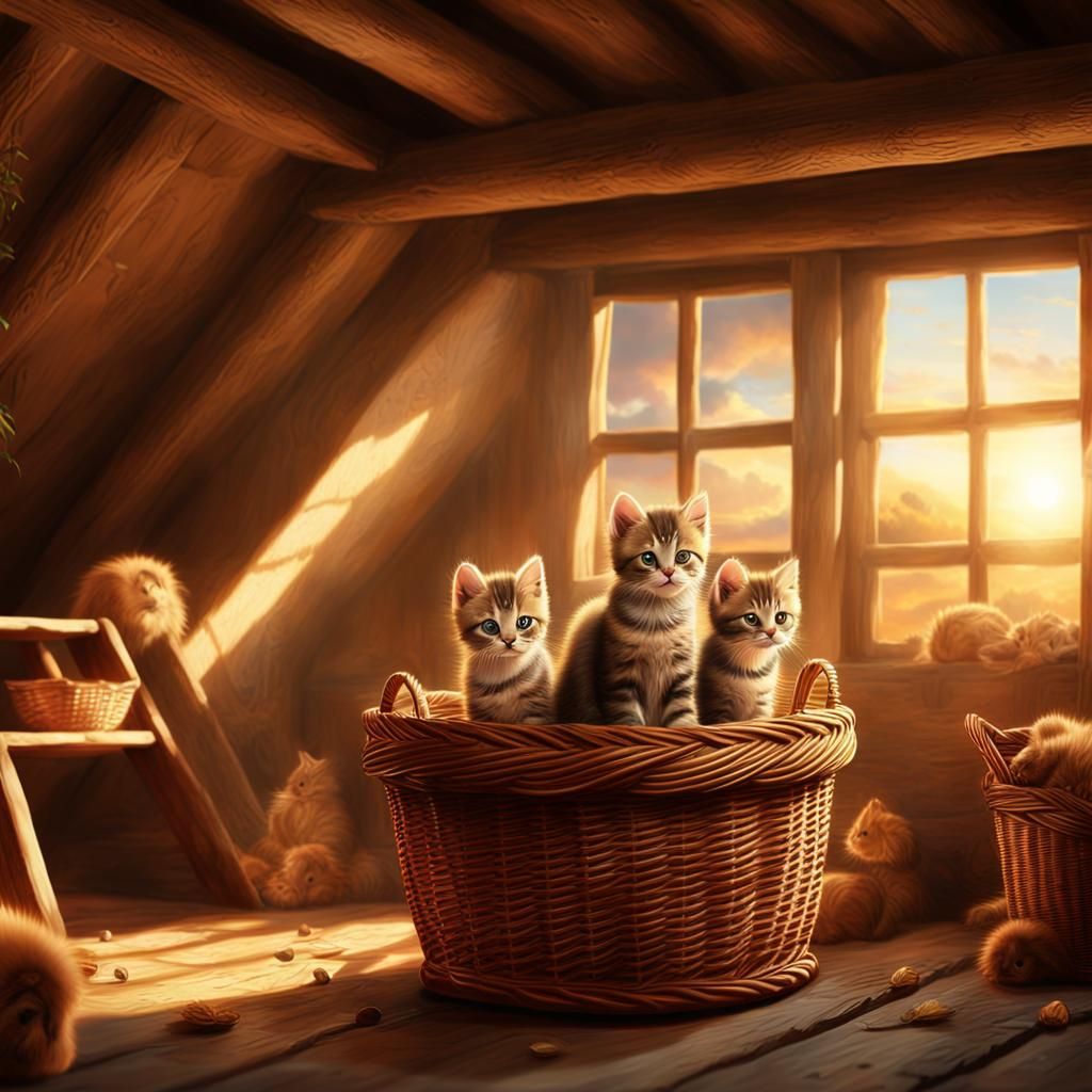 Warm Cozy Attic Scene in Cyberpunk-Inspired Oil Painting Sty...