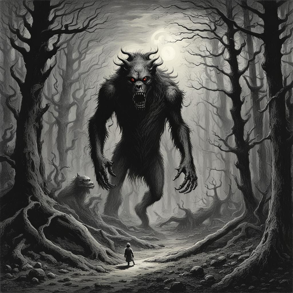 Dark Forest Skinwalker in Gothic Horror Style