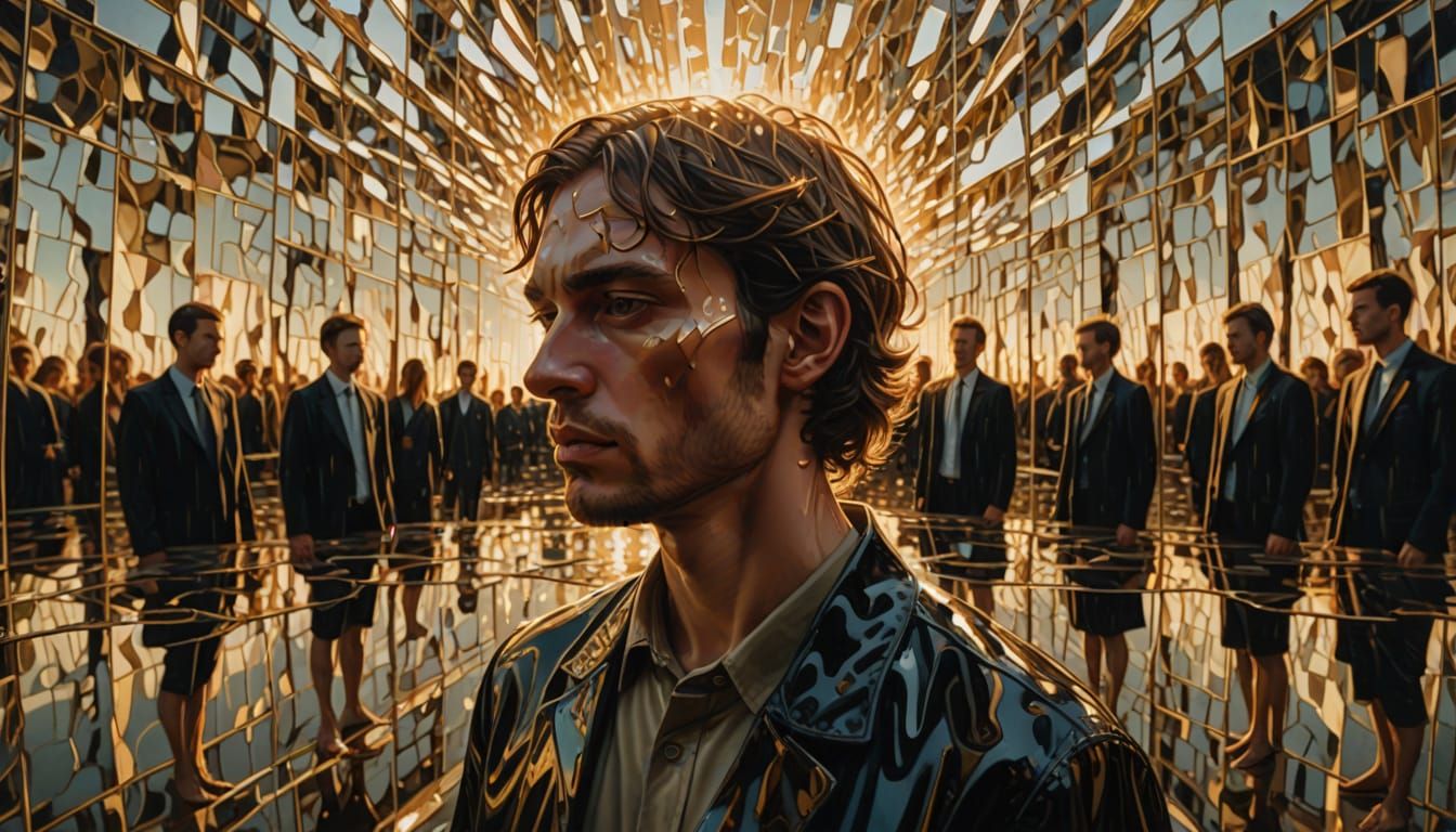 Surreal Mirrored Reflections in Oil Painting