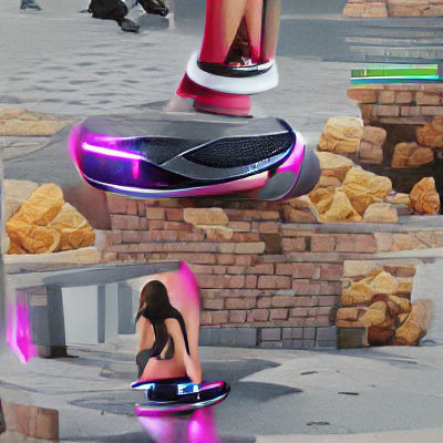 Neon Dreamscapes: Hoverboard Rider in Mid-Air