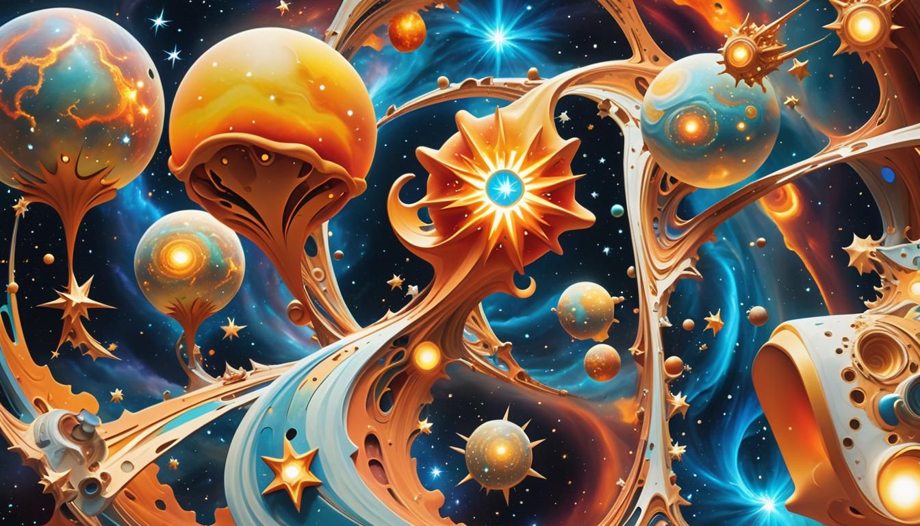 Vibrant Star Cluster in Cosmic Surrealist Art