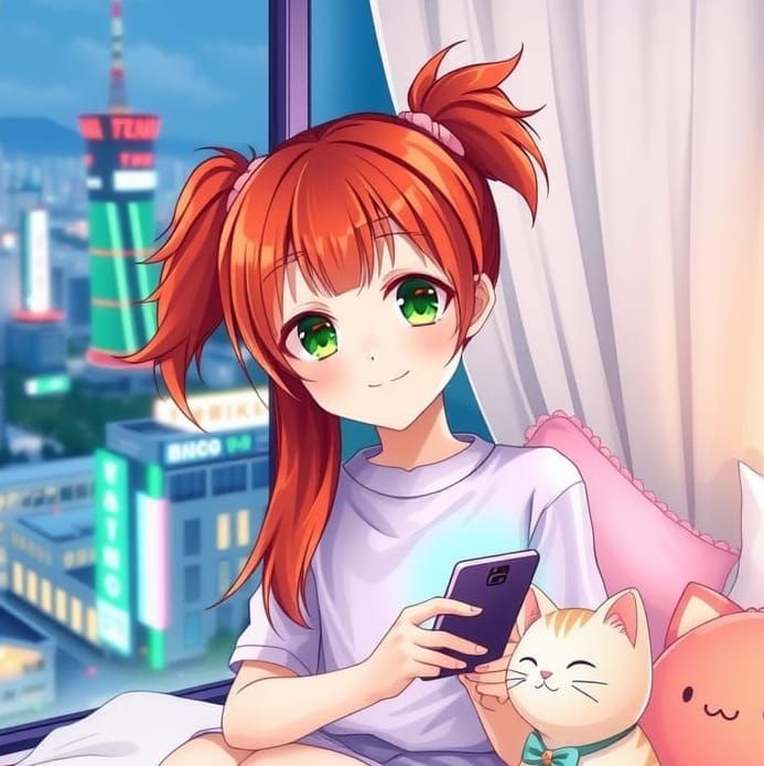 Sleepy Tokyo Girl in Pastel Bedroom