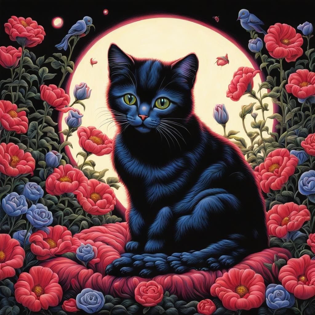 Surreal Feline Dreamscape in Futuristic Style