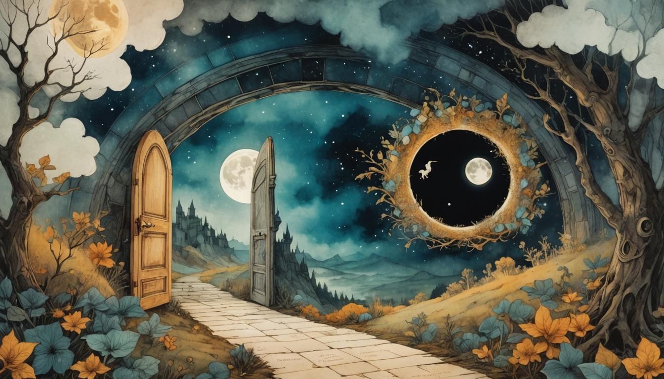 Whimsical Fantasy World in Vintage Aesthetic