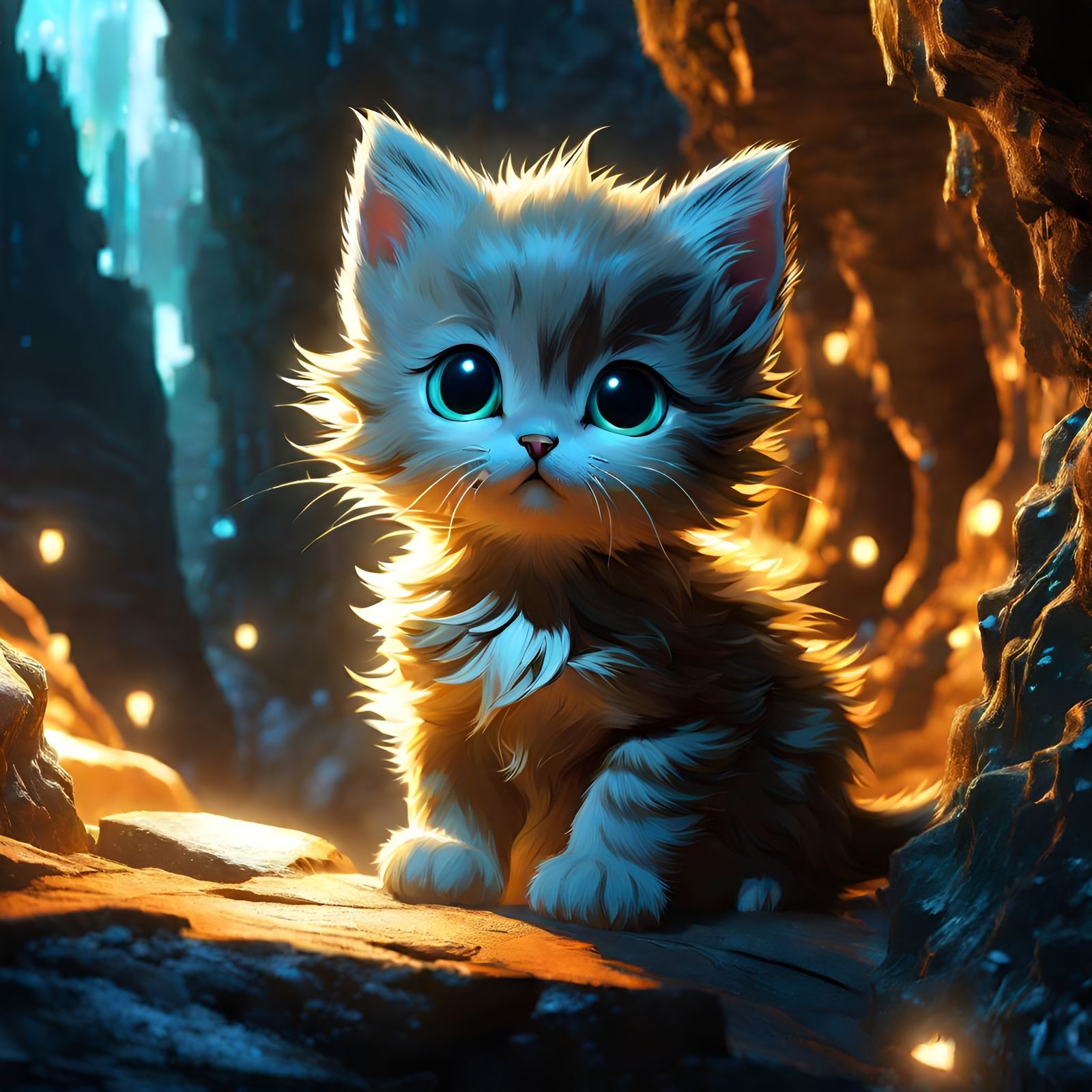 A Whimsical White & Red Kitten