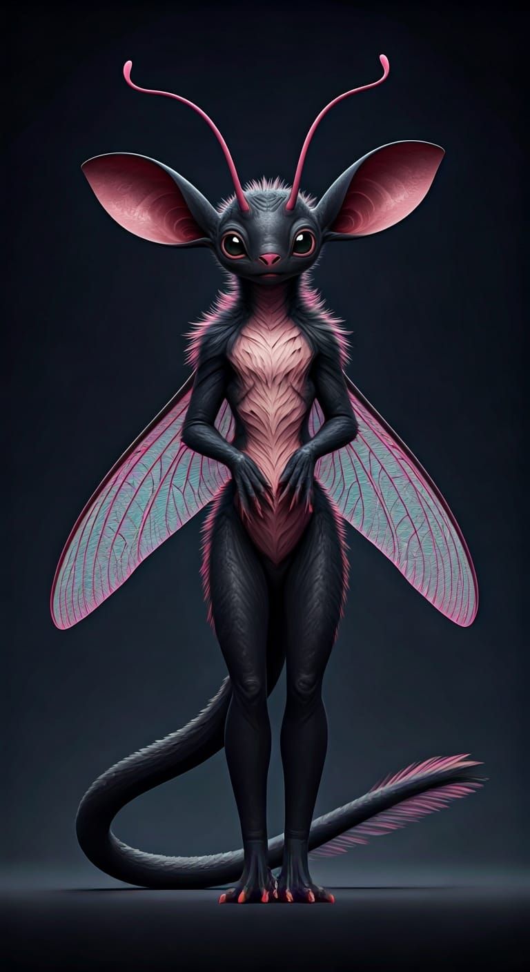 Dramatic Alien Creature with Iridescent Wings