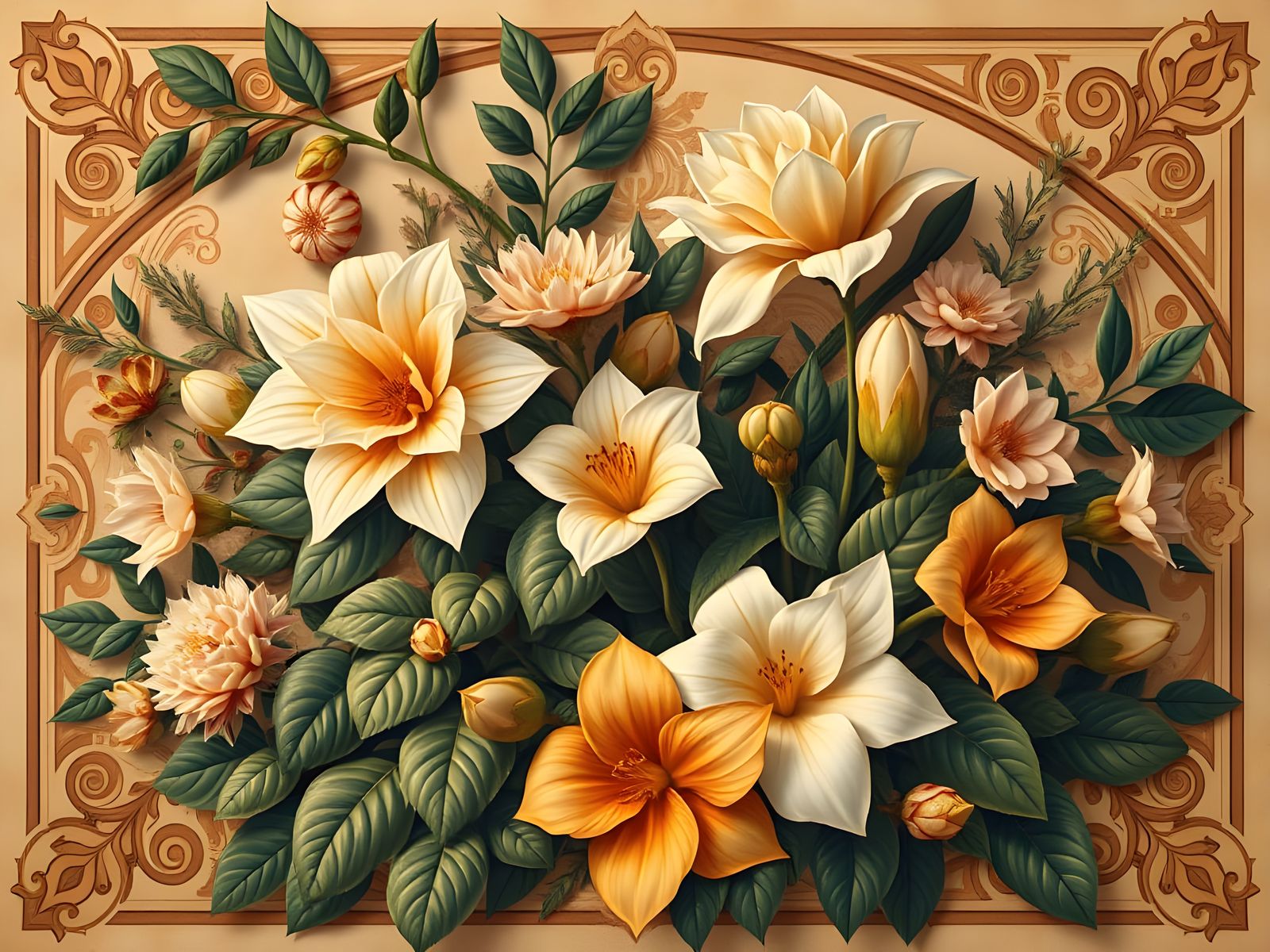 Elegant Floral Patterns in Classical Style