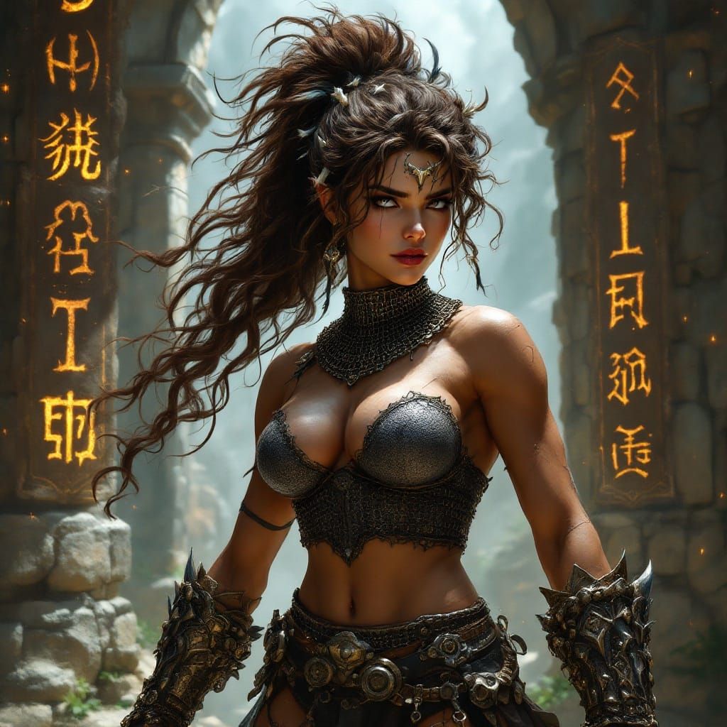 Feral Warrior Maiden in Medieval Fantasy